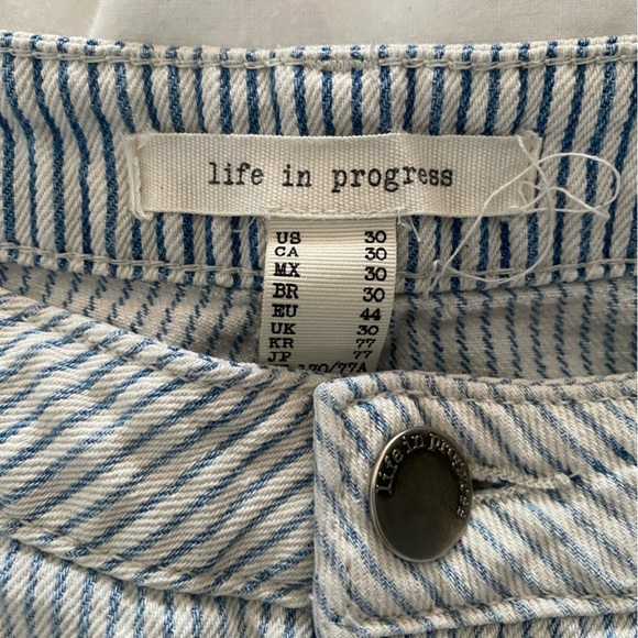 100% Cotton Stripped Blue and White Shorts - Size 30 - Picture 3 of 8